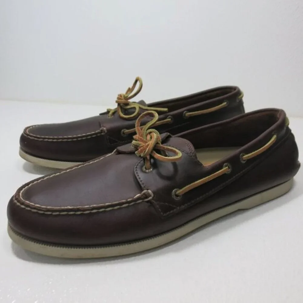 G. H. Bass & Co. Oil Tanned Leather Boat Deck Shoes Men's Casual Footwear Sz 13